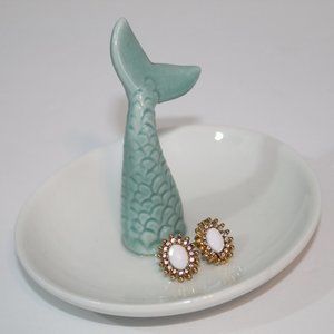 Simple Elegant Rhinestone Cocktail Earrings WHITE